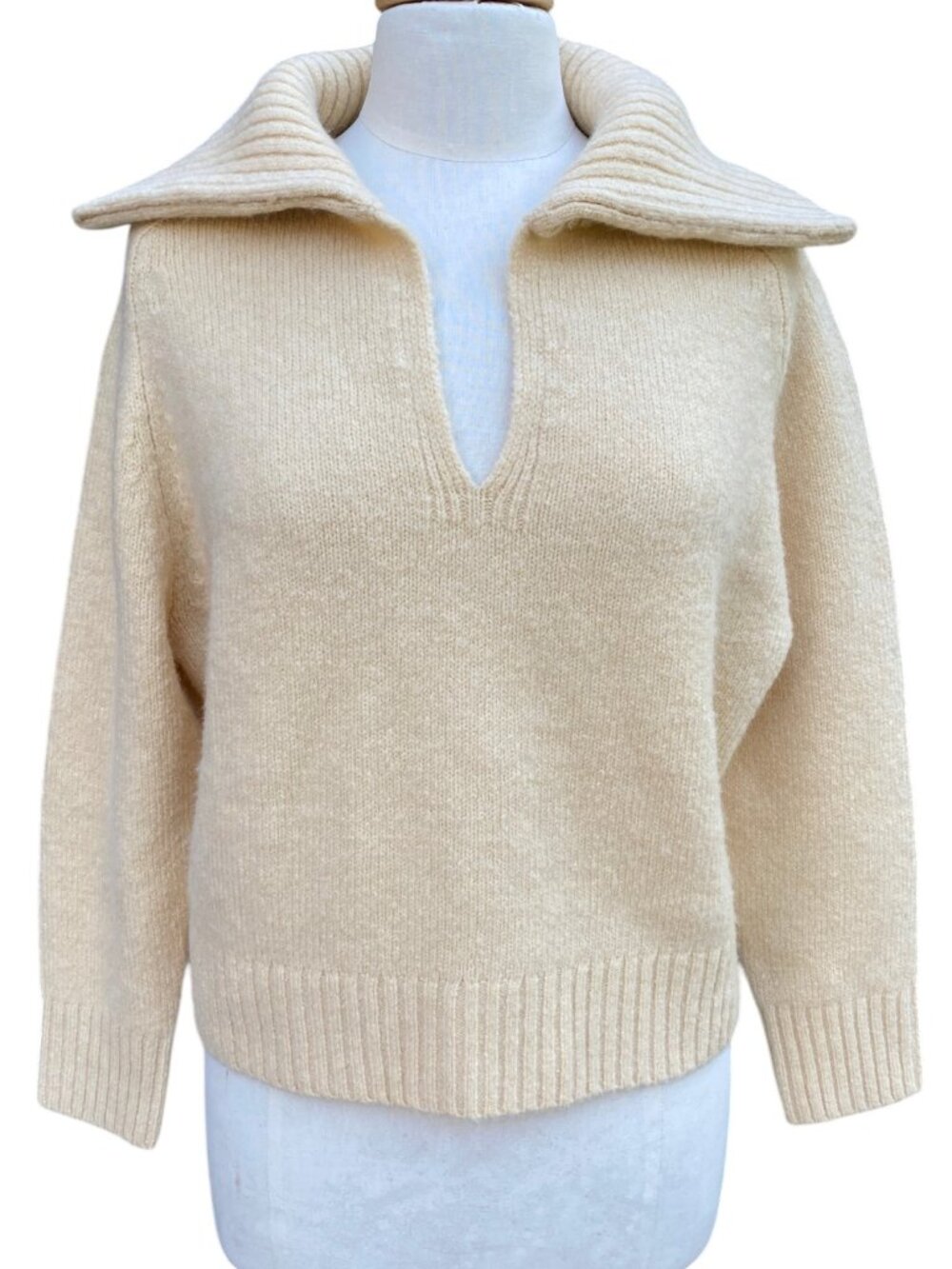 J Crew Wool Alpaca Johnny Collar Sweater Butter Yellow Quiet Luxury Preppy-XS